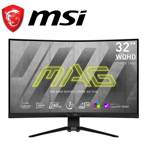 微星 MAG 325CQRXF 32型(VA/曲面1000R/240Hz/1ms/2H1DP1Type-c/HDR400)