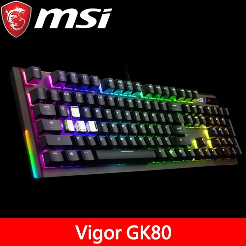 微星 Vigor GK80 Cherry MX RGB機械電競鍵盤 (紅軸版)