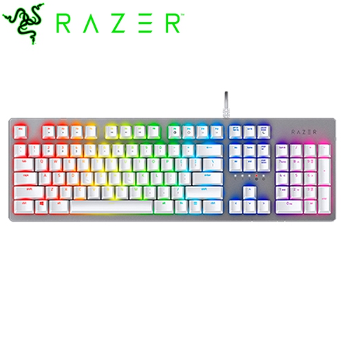 Razer Huntsman Mercury 獵魂光蛛 一般版 紫軸機械式鍵盤-英文白色(2Y)