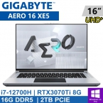 技嘉 AERO 16 XE5-73TW938HP 16吋 銀(i7-12700H/16G/2TB SSD/RTX3070Ti 8G/W11P/UHD)