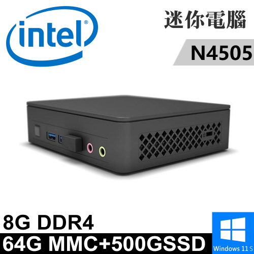 Intel BNUC11ATKC20RA3-SP1(Celeron N4505/4G+4G/64G eMMC+500G SSD/W11S)特仕版