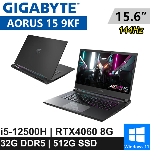 技嘉 AORUS 15 9KF-E3TW383SH-SP3 15.6吋 黑(i5-12500H/32G DDR5/512G PCIE/RTX4060 8G/W11)特仕筆電