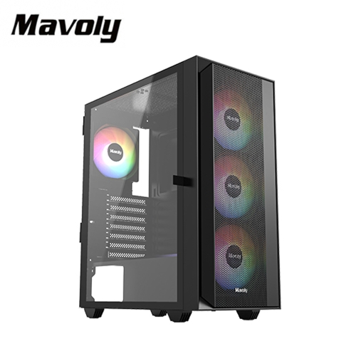 Mavoly PLUM P206 ATX/開門式玻璃側板/CPU高16cm/顯卡長30cm/定光RGB*3