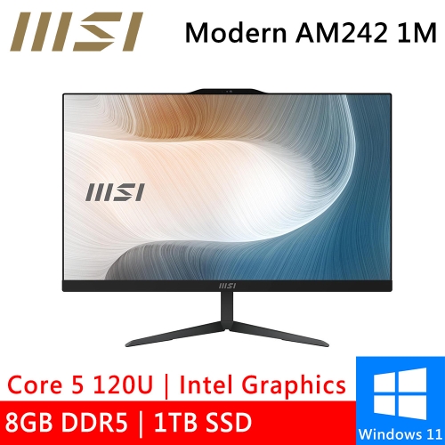 微星 Modern AM242 1M-1060TW 24型(Intel Core 5 120U/8G DDR5/1TB PCIE/W11)