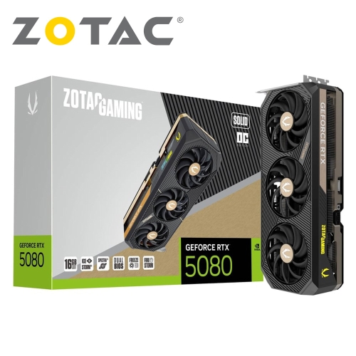 (搭整機)ZOTAC GAMING GeForce RTX 5080 SOLID OC 16GB DDR7(2640Mhz/1H3DP/32.97cm/三風扇)